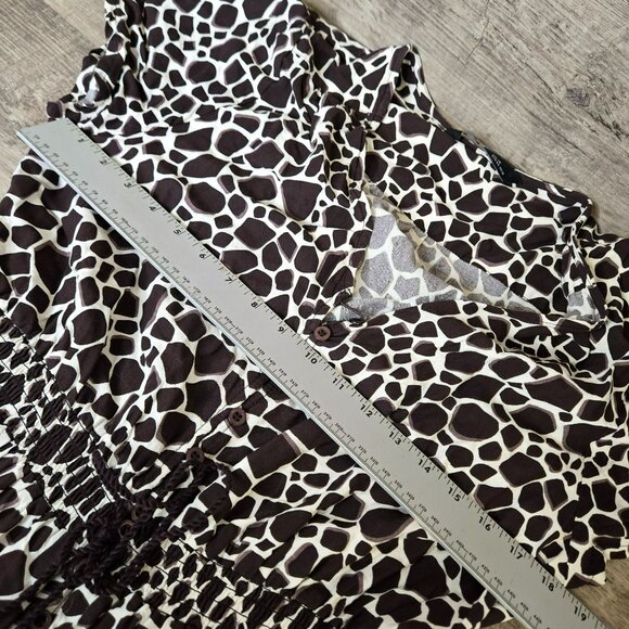 LTS Long Tall Sally Giraffe Print Flowy Maxi Dress US 12 Viscose Short Sleeves - Picture 10 of 15